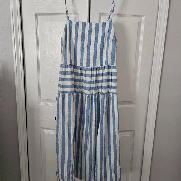 Universal Thread - Blue & White Stripped Sun Dress with Pockets - Picture 1 of 3